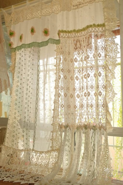 Chic Shabby Vintage Lace Fringed Curtain