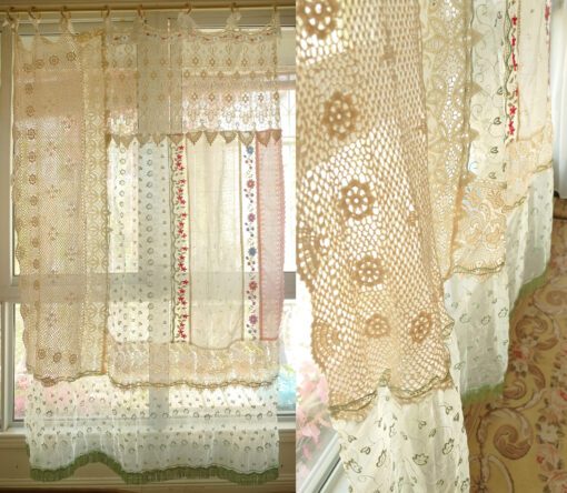 Shabby Vintage Lace Fringed Curtain Valance