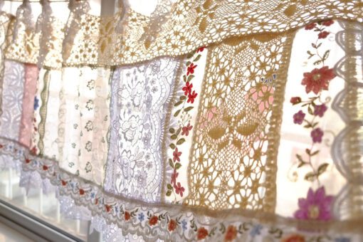 Cottage Rustic Doily Lace Curtain Valance Banner Backdrop Banner