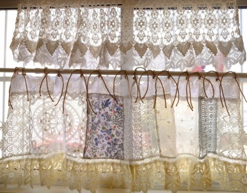 Elegant Romance SHABBY Chic Farmhouse Cottage Rustic Lace Doily Fringed Curtain