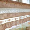 Gingham French Country Cottage Rustic Doily Lace Curtain Valance Banner Backdrop Banner