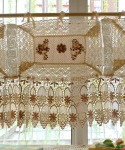 Country Cottage Rustic Farmhouse Vintage Lace Fringed Curtain