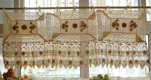 Country Cottage Rustic Farmhouse Vintage Lace Fringed Curtain