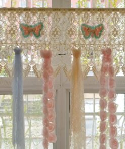 SHABBY Ecru BOHO Country Cottage Vintage Farmhouse Burlap Lace Fringed Curtain Valance