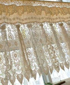 Elegant SHABBY BOHO Country Cottage Farmhouse Vtg. Burlap Lace Fringed Curtain Valance/Wall Hanging/Backdrop