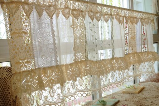 Elegant Chic romantic hand crafted lace Beach French Country Cottage Decor Curtain