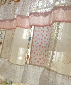 Beautiful Elegant French Country Cottage Colorful Fabric Farmhouse Lace Curtain Valance Backdrop/Wall Hanging