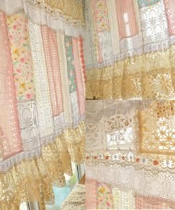 Farmhouse Vtg. Lace Fringed Curtain