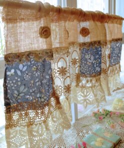 BOHO Country SHABBY Cottage Rustic Farmhouse Twine Vintage Lace Fringed Curtain Wall Hanging