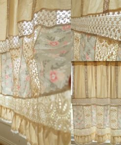 Country Cottage Farmhouse Vtg. Lace Fringed Curtain