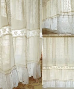 SHABBY Cottage Rustic Farmhouse Lace Doily Fringed Curtain