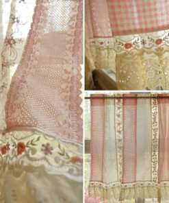 Pink Cottage Rustic Lace Doily Fringed Curtain