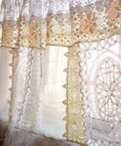 Elegant French Country Cottage White Fabric Farmhouse Lace Curtain