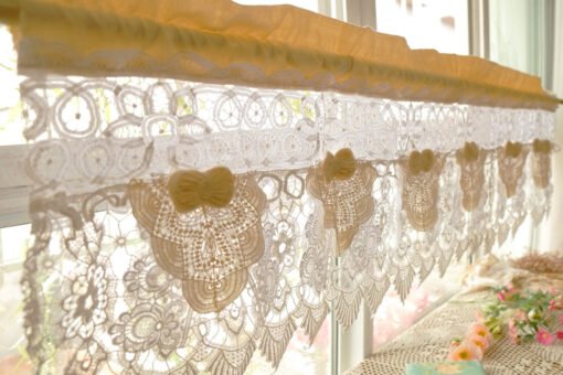 Shabby Chic hand crafted White doily lace Beach Victorian Country Cottage Decor Curtain Valance