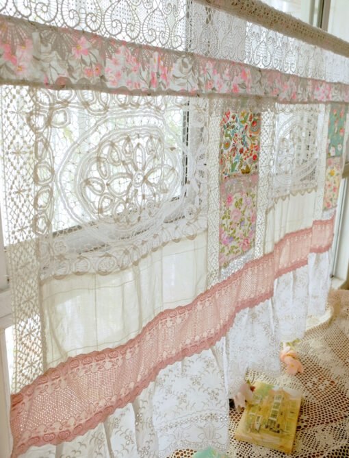 Elegant Romance SHABBY Chic Cottage Rustic Lace Doily Fringed Curtain