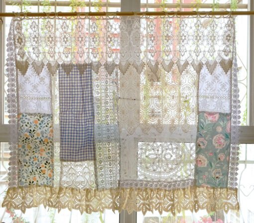 Multiple Color Cottage Rustic Farmhouse Lace Doily Fringed Curtain