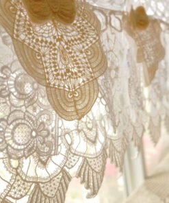 Shabby Chic hand crafted White doily lace Beach Victorian Country Cottage Decor Curtain Valance