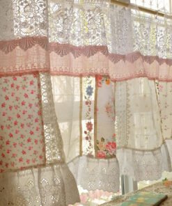 Beautiful Elegant French Country Cottage Colorful Fabric Farmhouse Lace Curtain Valance Backdrop/Wall Hanging