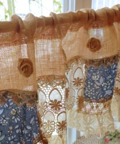 BOHO Country SHABBY Cottage Rustic Farmhouse Burlap Curtain Vintage Lace Fringed Curtain Wall Hanging/Valance/Backdrop