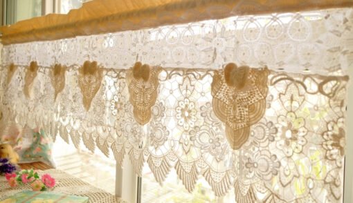 Shabby Chic hand crafted White doily lace Beach Victorian Country Cottage Decor Curtain Valance