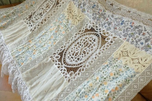 Rustic Farmhouse Lace Doily Fringed Curtain