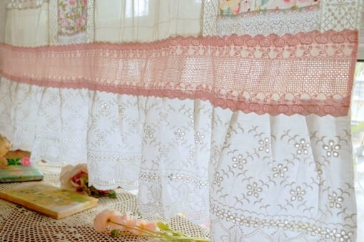 Elegant Romance SHABBY Chic Cottage Rustic Lace Doily Fringed Curtain