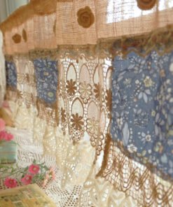 BOHO Country SHABBY Cottage Rustic Farmhouse Twine Vintage Lace Fringed Curtain Wall Hanging/Valance/Backdrop