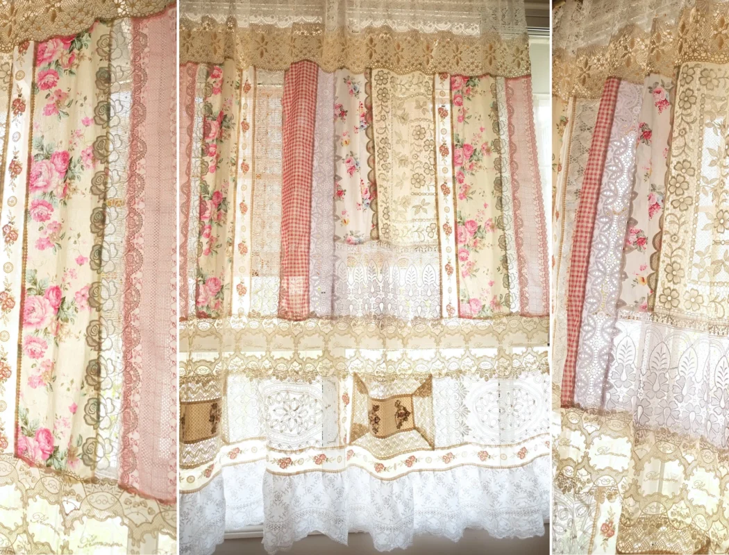 White Lace Curtains - Elegant Sheer Floral – Vintage Style Window Drape