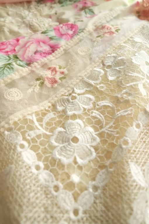 White Lace Curtains - Elegant Sheer Floral – Vintage Style Window Drape