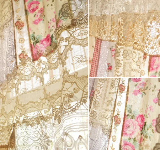 White Lace Curtains - Elegant Sheer Floral – Vintage Style Window Drape