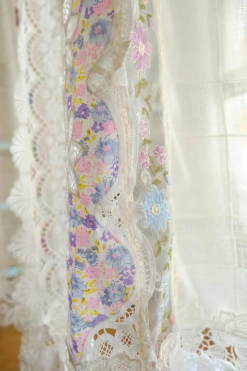 Elegant Floral Lace Curtain Panel - Soft Translucent Fabric for Cozy Home Aesthetics