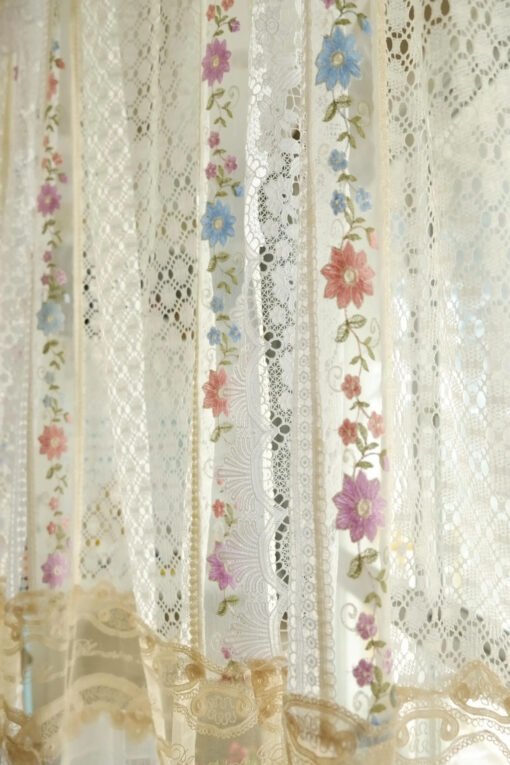 Elegant Floral Lace Curtain Panel - Soft Translucent Fabric for Cozy Home Aesthetics