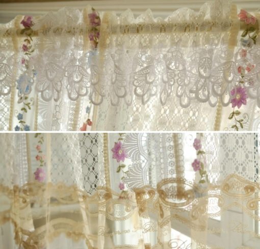 Elegant Floral Lace Curtain Panel - Soft Translucent Fabric for Cozy Home Aesthetics