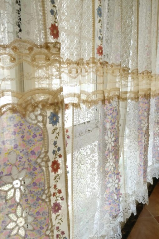 Elegant Floral Lace Curtain Panel - Soft Translucent Fabric for Cozy Home Aesthetics