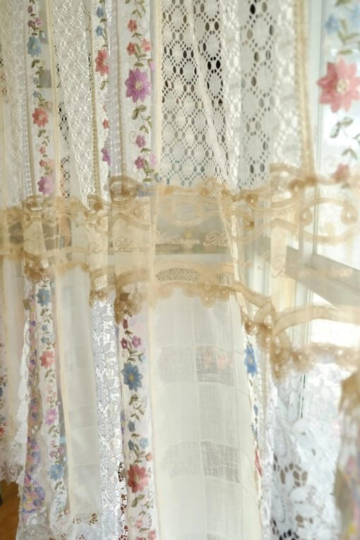 Elegant Floral Lace Curtain Panel - Soft Translucent Fabric for Cozy Home Aesthetics