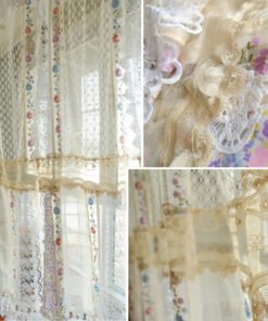 Elegant Floral Lace Curtain Panel - Soft Translucent Fabric for Cozy Home Aesthetics